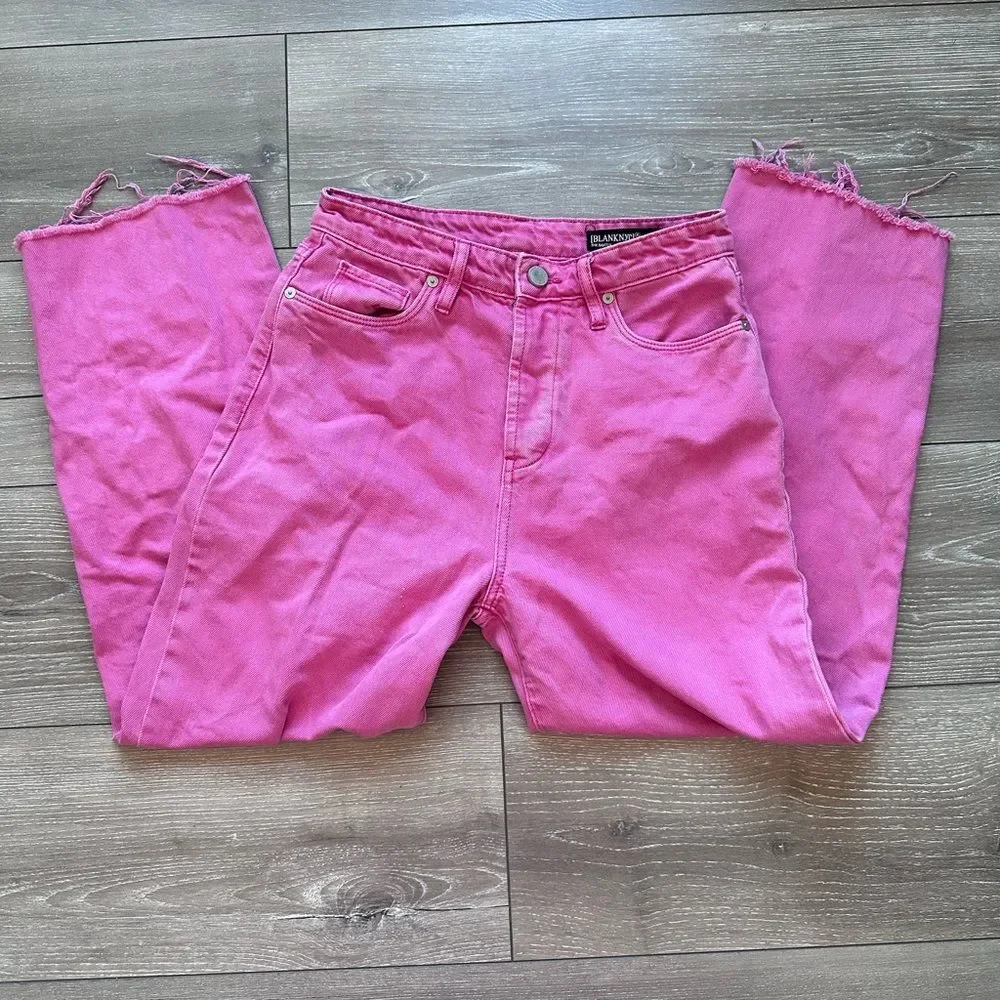 Blank NYC | The Baxter Pink Denim High-Waisted Straight Jeans